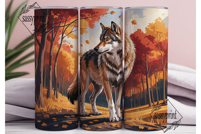 Autumn Forest Wolf 20oz Tumbler Wrap Sublimation sassyprint 