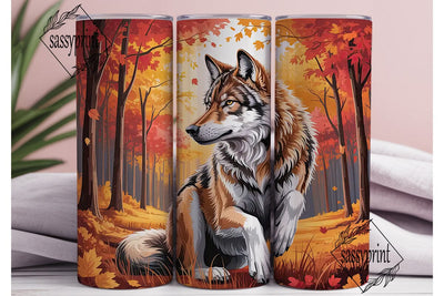 Autumn Forest Wolf 20oz Tumbler Wrap Sublimation sassyprint 