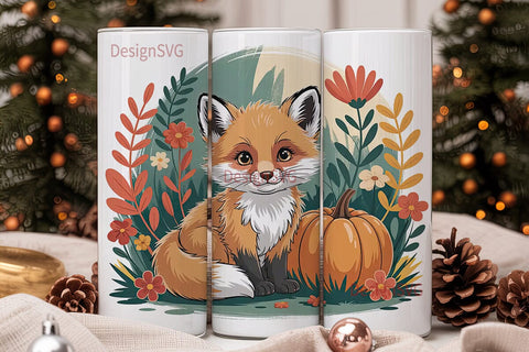 Autumn Fox 20oz Tumbler Wrap Sublimation DesignSVG 
