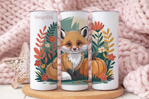 Autumn Fox 20oz Tumbler Wrap Sublimation DesignSVG 