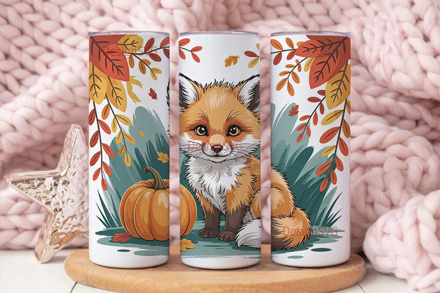 Autumn Fox 20oz Tumbler Wrap Sublimation DesignSVG 