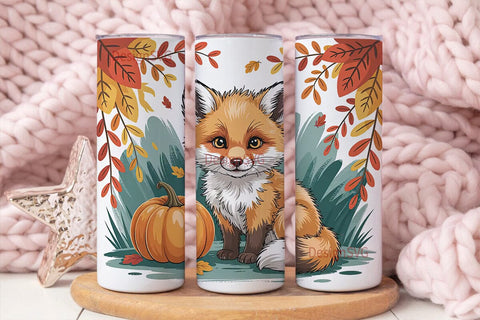 Autumn Fox 20oz Tumbler Wrap Sublimation DesignSVG 