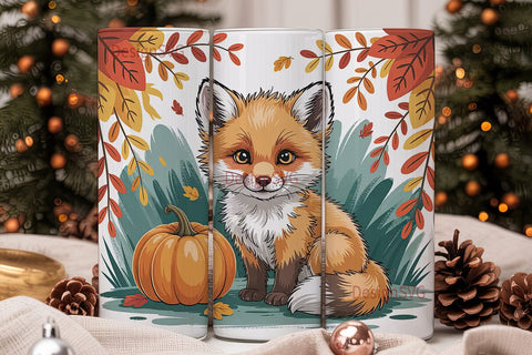 Autumn Fox 20oz Tumbler Wrap Sublimation DesignSVG 