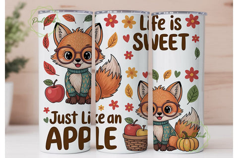 Autumn Fox 20oz Tumbler Wrap Sublimation PixelChick 