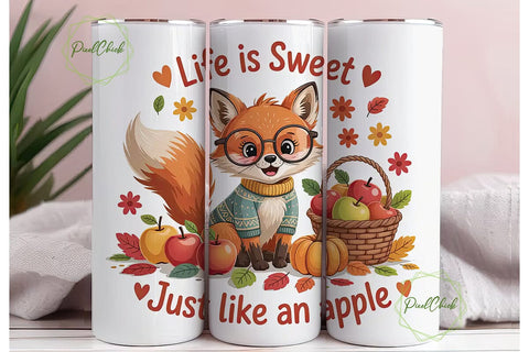 Autumn Fox 20oz Tumbler Wrap Sublimation PixelChick 