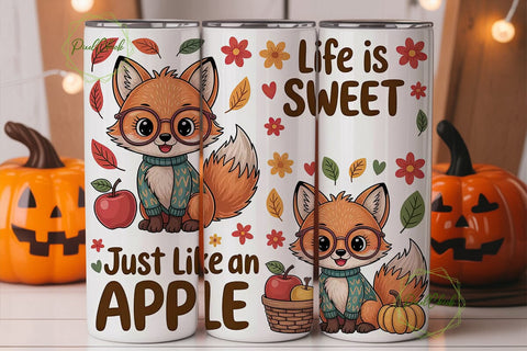 Autumn Fox 20oz Tumbler Wrap Sublimation PixelChick 
