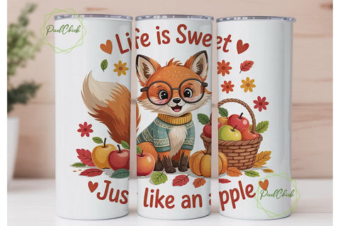 Autumn Fox 20oz Tumbler Wrap Sublimation PixelChick 