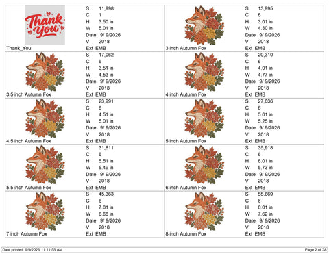 Autumn Fox Embroidery Design – Floral Fox Machine Embroidery File, Fall Flowers & Leaves Woodland Animal Design Embroidery/Applique DESIGNS PatternFeed8 