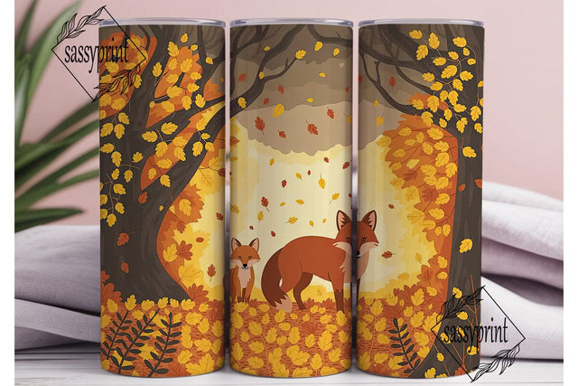Autumn Fox Forest 20oz Tumbler Wrap Sublimation sassyprint 
