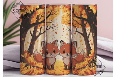 Autumn Fox Forest 20oz Tumbler Wrap Sublimation sassyprint 