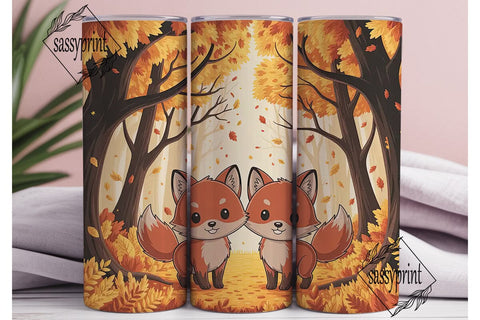 Autumn Fox Forest 20oz Tumbler Wrap Sublimation sassyprint 