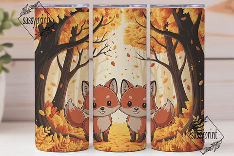 Autumn Fox Forest 20oz Tumbler Wrap Sublimation sassyprint 