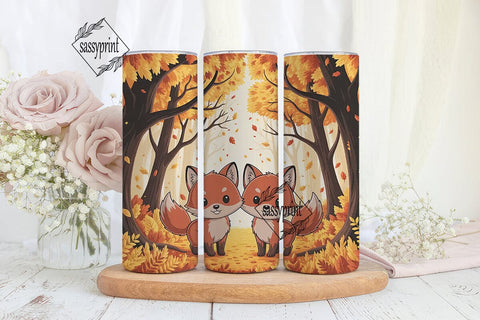 Autumn Fox Forest 20oz Tumbler Wrap Sublimation sassyprint 