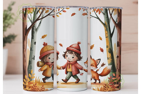 Autumn Fox & Friends 20oz Tumbler Wrap Sublimation PixelChick 