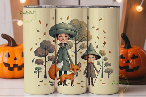Autumn Fox & Friends 20oz Tumbler Wrap Sublimation PixelChick 