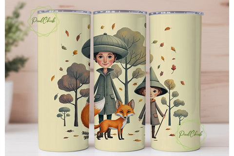Autumn Fox & Friends 20oz Tumbler Wrap Sublimation PixelChick 