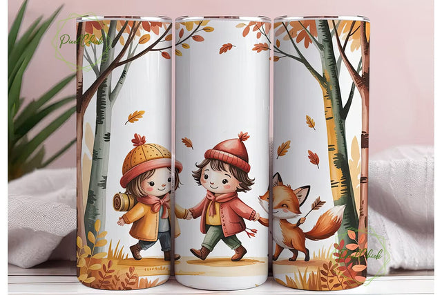 Autumn Fox & Friends 20oz Tumbler Wrap Sublimation PixelChick 