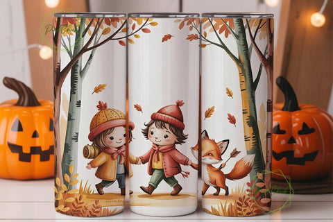 Autumn Fox & Friends 20oz Tumbler Wrap Sublimation PixelChick 