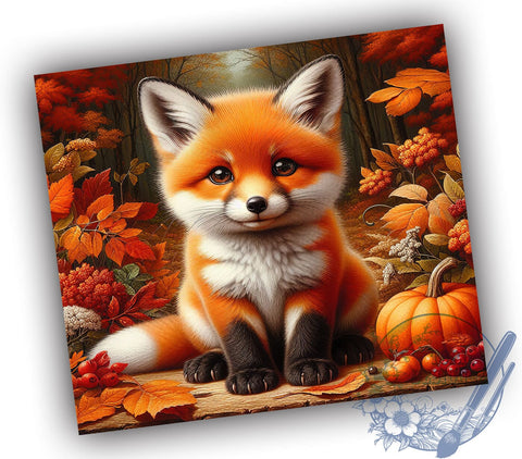 Autumn Fox Pumpkin Sublimation Tumbler, Fox Tumbler, Autumn Design, Pumpkin Decor, Fall Drinkware, Country Style, Baby Fox Art, Sublimation Wrap Sublimation ToriDesigns 