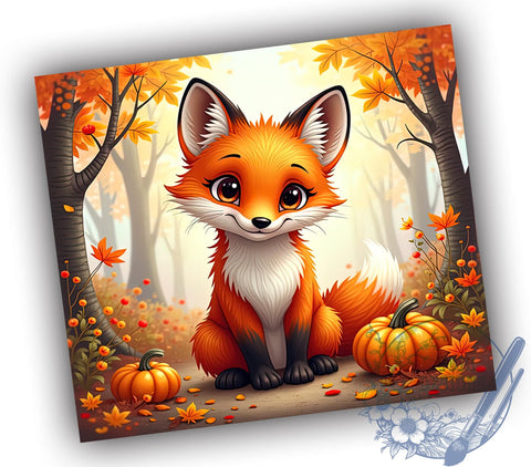 Autumn Fox Pumpkin Sublimation Tumbler, Fox Tumbler, Autumn Design, Pumpkin Decor, Fall Drinkware, Country Style, Baby Fox Art, Sublimation Wrap Sublimation ToriDesigns 