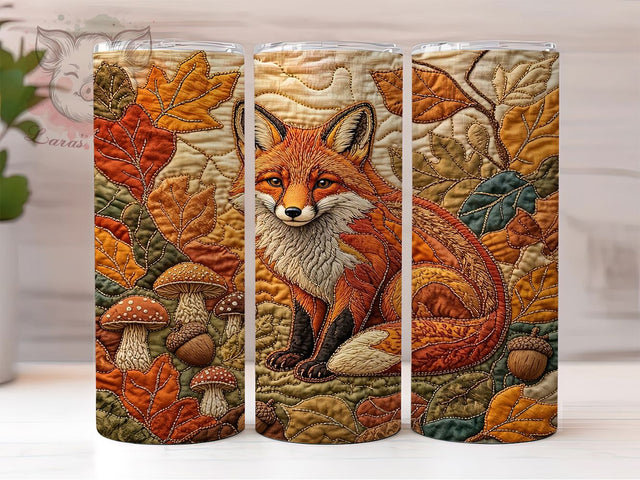 Autumn Fox Quilt 20oz Tumbler, Autumn Fox, Quilt Pattern, Fall Theme, Rustic Charm, Cozy Style, 20oz Wrap, Sublimation Tumbler Sublimation Lara' s Designs 