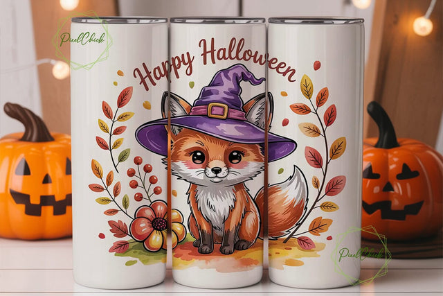 Autumn Fox Witch 20oz Tumbler Wrap Sublimation PixelChick 
