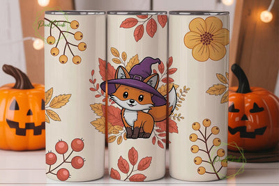 Autumn Fox Witch 20oz Tumbler Wrap Sublimation PixelChick 
