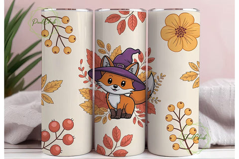 Autumn Fox Witch 20oz Tumbler Wrap Sublimation PixelChick 