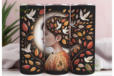 Autumn Girl 20oz Tumbler Wrap Sublimation PixelChick 