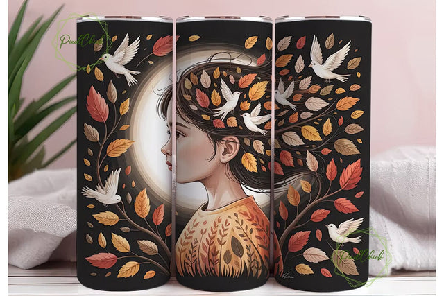 Autumn Girl 20oz Tumbler Wrap Sublimation PixelChick 