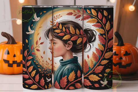 Autumn Girl 20oz Tumbler Wrap Sublimation PixelChick 