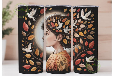 Autumn Girl 20oz Tumbler Wrap Sublimation PixelChick 