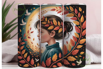 Autumn Girl 20oz Tumbler Wrap Sublimation PixelChick 