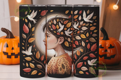 Autumn Girl 20oz Tumbler Wrap Sublimation PixelChick 
