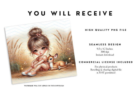 Autumn Girl and Fawn Tumbler Sublimation Wrap Sublimation BijouBay 