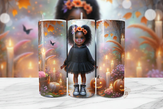 Autumn Girl & Candlelit Halloween Tumbler Sublimation Design Sublimation BijouBay 