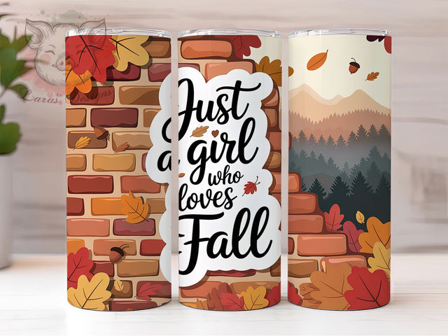 Autumn Girl Cozy Leaf Tumbler Wrap, Autumn Leaves Wrap, 20oz Sublimation, Fall Lover Cup, Cute Autumn Mug, Leaf Pattern Tumbler, Cozy Fall Drinkware Sublimation Lara' s Designs 