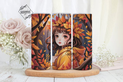 Autumn Girl Fall Leaves 20oz Tumbler Sublimation sassyprint 