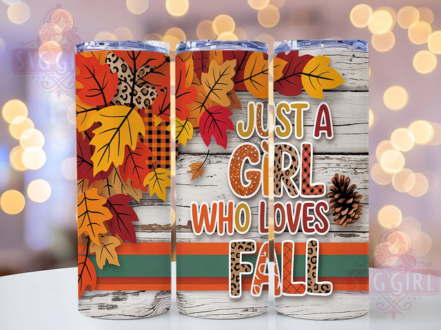 Autumn Girl Pumpkin Spice Fall Tumbler, Autumn Girl Tumbler, Pumpkin Spice Tumbler Design, 20oz Sublimation Wrap, Cozy Fall Tumbler Wrap, Just A Girl Fall Wrap, Autumn Leaves Tumbler Design Sublimation SvggirlplusArt 
