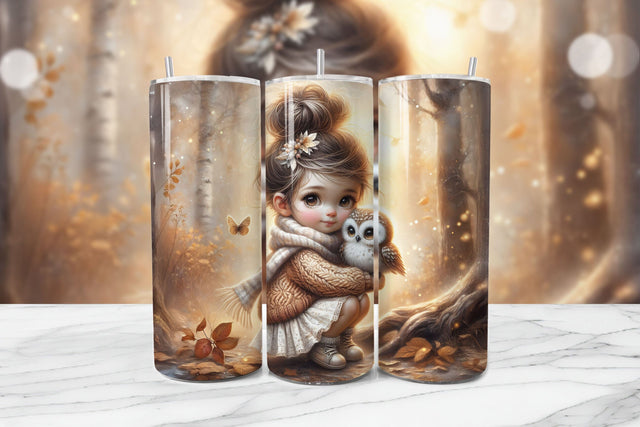 Autumn Girl Seamless Tumbler Wrap PNG Sublimation BijouBay 