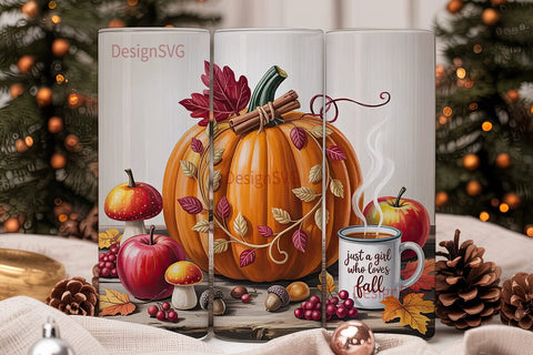 Autumn Girl Tumbler Wrap PNG Sublimation DesignSVG 