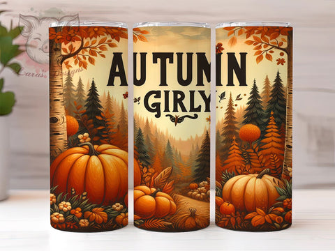 Autumn Girly 20 oz Skinny Tumbler Sublimation Design, Straight & Tapered Tumbler Png, Thanksgiving Tumbler Png, Digital Download PNG Sublimation Lara' s Designs 