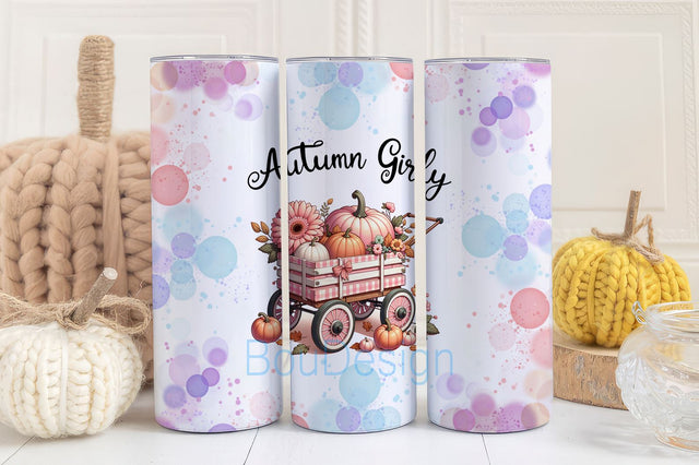 Autumn Girly 20 oz Skinny Tumbler Wrap Sublimation Design Digital Download PNG Sublimation BouDesign 