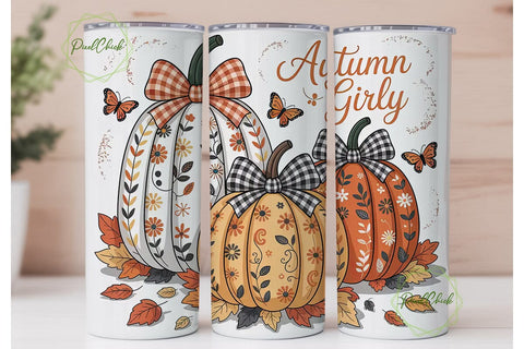 Autumn Girly 20oz Tumbler Design Sublimation PixelChick 