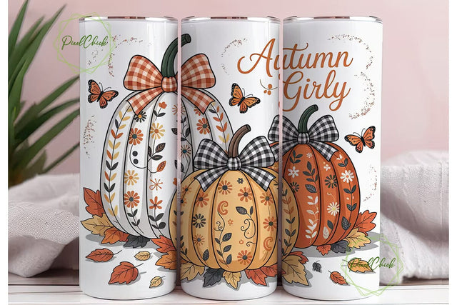 Autumn Girly 20oz Tumbler Design Sublimation PixelChick 