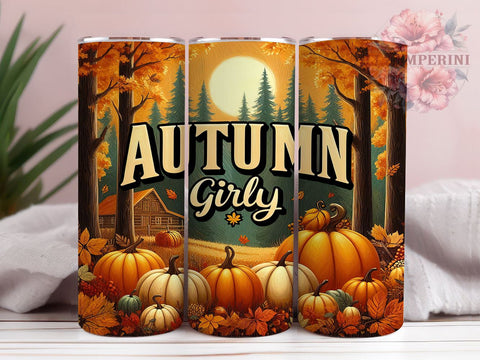 Autumn Girly 20oz Tumbler Wrap PNG, Fall Vibes Tumbler PNG Sublimation Design, Straight & Tapered Tumbler Wrap, Instant Digital Download Sublimation Li Zamperini 