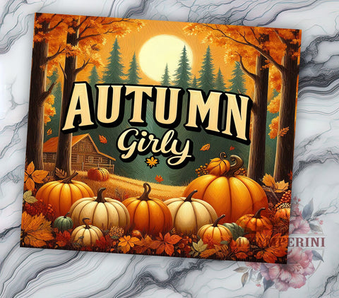 Autumn Girly 20oz Tumbler Wrap PNG, Fall Vibes Tumbler PNG Sublimation Design, Straight & Tapered Tumbler Wrap, Instant Digital Download Sublimation Li Zamperini 