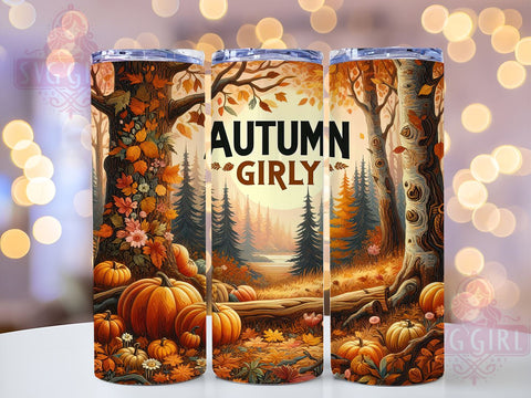 Autumn Girly 20oz Tumbler Wrap Sublimation Design, Straight Tapered Tumbler Wrap, Fall Autumn Tumbler Png, Instant Digital Download Sublimation SvggirlplusArt 