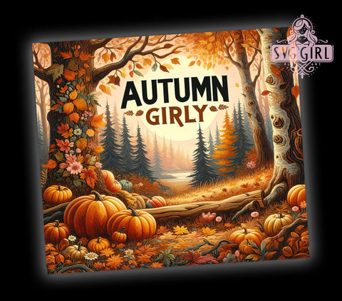 Autumn Girly 20oz Tumbler Wrap Sublimation Design, Straight Tapered Tumbler Wrap, Fall Autumn Tumbler Png, Instant Digital Download Sublimation SvggirlplusArt 