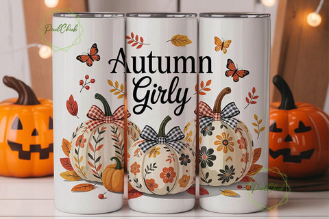 Autumn Girly 20oz Tumbler Wrap Sublimation PixelChick 